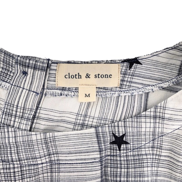 Cloth & Stone Womens Size Medium Plaid & Stars Back Button-Up Fringe Blouse - Picture 5 of 6